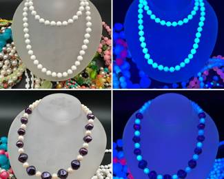 Did we mention we have many cool vintage/retro beaded necklaces that also glow under black light?