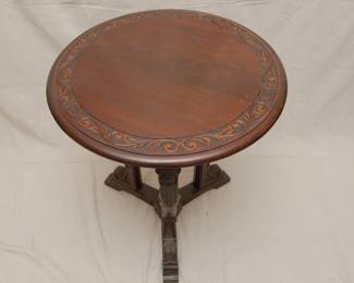 Another view of the Neoclassical style side table with figural legs