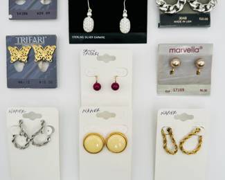 Vintage costume jewelry earrings from Trifari, Napier, Swarovski, Crown Trifari, Marvella