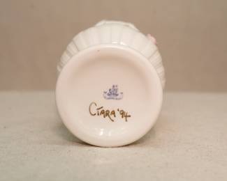 Base of the Belleek Fermanagh Ireland porcelain Ribbon spill vase