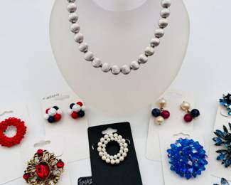 Red, white, and blue costume jewelry — celebrate this 4th of July with some colorful sparkle.