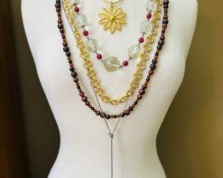 So many styles and brands of of necklaces at this sale - In descending order here, Laguna, Joseph Mazer, Carolee, Anne Klein, Les Bernard, Erwin Pearl, Marshall Field, and Etienne Aigner