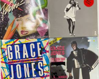 Grace Jones / Fame, Grace Jones / La Vie en Rose - I Need a Man (single), Grace Jones / Pull Up to the Bumper - Feel Up (single), Grace Jones / I’ve Seen That Face Before - Warm Leatherette (single)