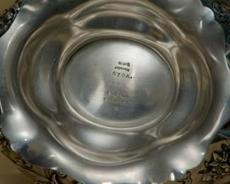 Base of the Reed & Barton Francis I sterling silver water pitcher – the arrow in bullseye mark is date stamp for 1936.