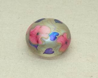 Charles Lotton art glass paperweight, Multi Flora design, base with engraved signature, 1977, and #1/300