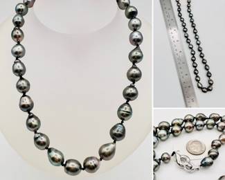 Tahitian south sea black pearl necklace