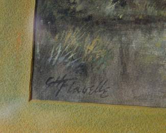 Closeup of signature on the signed watercolor painting by George H. Flavelle (American 1868-1945)