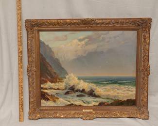 A seascape oil painting by artist Constantin Westchiloff (Russian-American, 1878–1945). In 1937, his paintings were exhibited at the Metropolitan Museum of Art in New York; now several of his paintings and at least one etching are in the permanent collection of that museum.