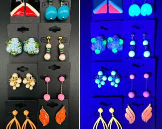 Some fun vintage and retro earrings that also glow under black light!