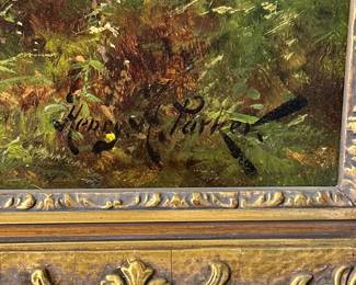 Signature on the signed oil painting "On the Conway" by Henry H. Parker (British, 1858-1930)