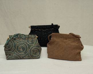 Three stylish 1960s-1970s beaded handbags / purses from Elsie Tu Hong Kong