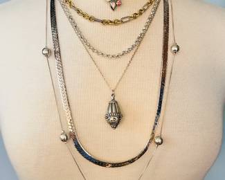 Just some of the sterling silver necklaces available at this estate sale