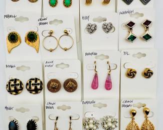 Costume jewelry and some gold-filled — earrings from Winard, LSP Co, Napier, Monet, Mosell, Crown Trifari, Hedy, Roman, Anne Klein, Richelieu, Yves St Laurent, Bergere