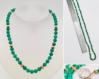 Vivid green chrysoprase beaded necklace