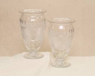 A pair of cut crystal glass vases, empire style, possibly Baccarat or St. Louis / continental glass makers