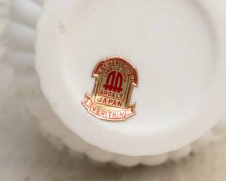 Pair of vintage Ardalt Lenwile Japan Verithin porcelain floral vanity perfume bottles with stoppers