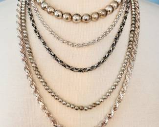 Just some of the sterling silver necklaces available at this estate sale