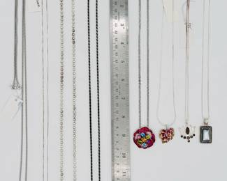 View showing the lengths of the sterling silver pendant necklaces