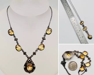Citrine and silver pendant necklace