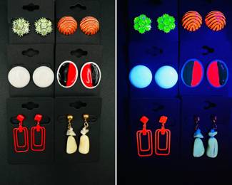 Some fun vintage and retro earrings that also glow under black light!