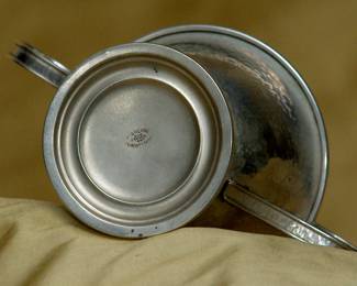 View of the base on sterling silver sugar and creamer set, hallmarked Webster Company (Massachusetts)