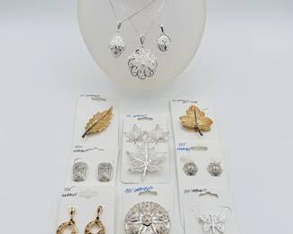 German sterling silver earrings, brooches and bracelets, sterling pendant necklaces