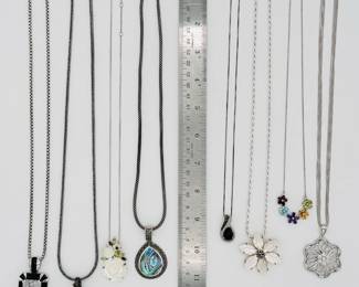 View showing the lengths of the sterling silver pendant necklaces