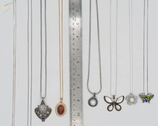 View showing the lengths of the sterling silver pendant necklaces