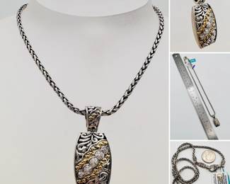 Balissima by EFFY diamond etched pendant in sterling silver and 18k Gold