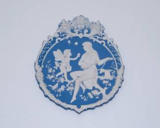 Antique blue and white jasper ware plaque