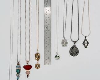 View showing the lengths of the sterling silver pendant necklaces