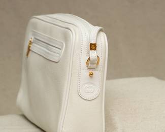 Another view of the new with tag Gucci white leather purse / handbag, made in Italy; NWT