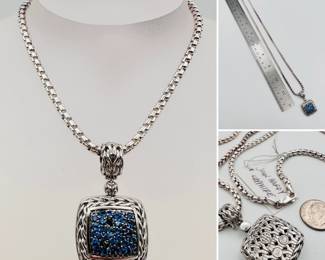 John Hardy sapphire and sterling silver pendant and chain necklace