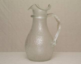 More views of the rare Boston & Sandwich Glass Company blown overshot crackle clear glass pitcher with applied collar and handle, circa 1870-1888