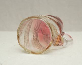 Another view of the Rubina glass pitcher, probably unsigned Baccarat Rose Tiente line.