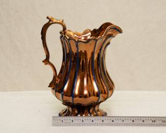 Antique English copper luster glass pitcher circa 1890