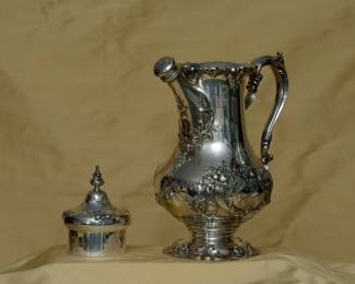 Another view of sterling silver Reed & Barton Francis I martini shaker #RS309, date stamp for 1952, hand engraved with "January 20th 1959 N.O.L.A."