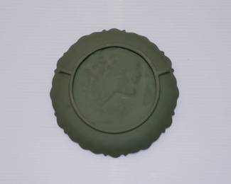 Another view of antique green and white jasper ware plaque