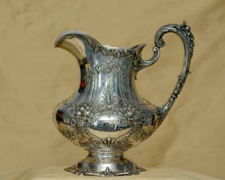 Another view of Reed & Barton Francis I sterling silver water pitcher, date stamp for 1936