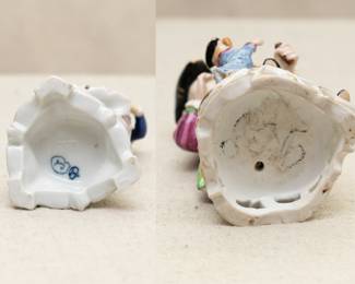 Another view of the pair of antique German porcelain figurines