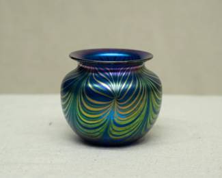 A signed 'Drapery' art glass vase by Illinois artist Daniel Lotton, dated 1991