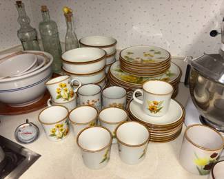 Super cute Mikasa dining set w/mugs and cups
