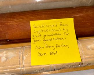 Hand-carved Cypress wood, rolling-pin.