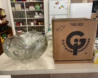 Large crystal punch bowl with 4 dozen cups