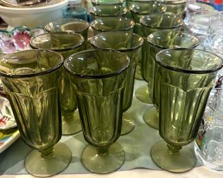 HEISEY COLONIAL GREEN GLASSES