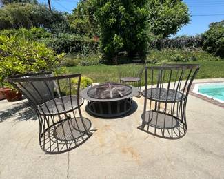 Mid Century Outdoor furniture, Dining Table, Fire Pit and Chairs