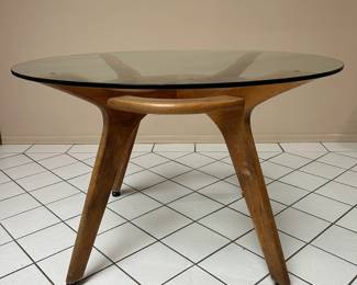 MCM Glass Walnut Dining Table