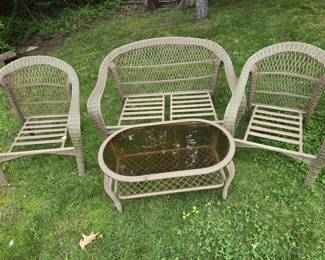Gray wicker patio furniture