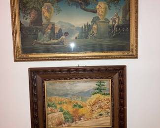 1930's print on top, bottom oil painting