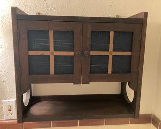 arts and crafts wall hanging cabinet. Great for the bathroom